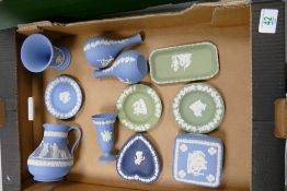 A Collection of Wedgwood Jasperware to include: jugs vases pin trays etc