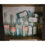 A collection of vintage Pharmacy and poison bottles: with labels