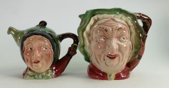 Beswick Sairey Gamp Teapot: 691 together with character jug 371 (2)