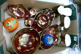 A collection of Carltonware Rouge Royale items to include: large Fruit Bowl, vases, candlesticks,