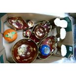 A collection of Carltonware Rouge Royale items to include: large Fruit Bowl, vases, candlesticks,