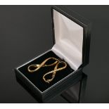 9ct gold Pair of figure of eight large earrings:, QVC brand new & boxed, 2.9g.