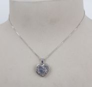 Silver heart mum locket & 16" necklace, 3.5g: