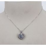 Silver heart mum locket & 16" necklace, 3.5g: