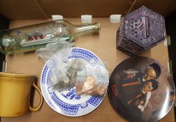 A mixed collection of items to include: Glass Model of Concertina, Ship in Bottle, decorative