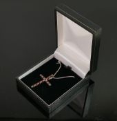 Silver gem set cross & necklace : QVC brand new & boxed, 3.7g.