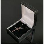 Silver gem set cross & necklace : QVC brand new & boxed, 3.7g.