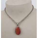 ladies Silver stone pendant & 16" necklace, 19g: