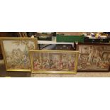 Three framed tapestries of classical scenes: largest 110cm x 58cm (3).