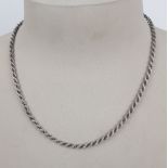 Silver rope twist 20? necklace, 11.3g.