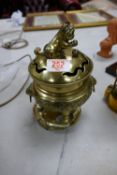 Polished bronze Japanese Bronze Koro Incense Censer Pot: on matching stand, height on stand 24cm