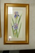 Modern Framed Water colour of Orchids: 50 x 31cm