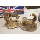 2 brass figural groups: depicting a farrier and a wheelwright (2).