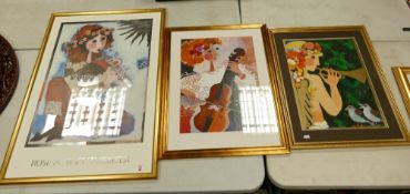 A series of 3 Large Rosina Wachtmeister Framed Prints: largest 97 x 67cm (3)
