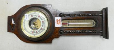 Small Oak Framed Barometer : height 39cm