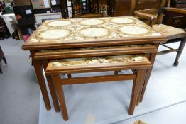 Mid Century Ambercraft Tiled Nest of Tables: