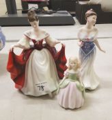 Royal Doulton figures: For You HN3574, Penny HN2338 and Zara, all factory seconds (3).