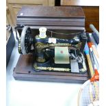 Singer Hand Crank Cased Sewing Machine: