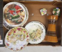 A mixed collection of ceramics: W. German vase, floral posies and Royal Albert decorative wall