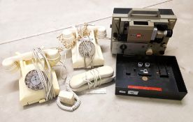 2 x vintage ivory coloured bakelite telephones: together with an Eumig Mk 8 projector etc.
