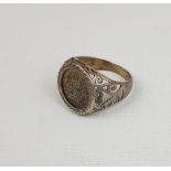 Silver ring with St George coin, 13g: