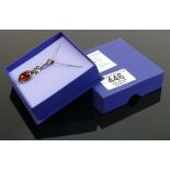 Amber pendant with Silver necklace: