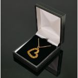 9ct rose gold hammered heart locket & chain: brand new & boxed QVC, 3.7g.