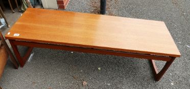 Mid Century G Plan Teak Long Floating Top Coffee Table: length 137.5cm, width 47cm and height 42cm