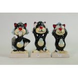 Lorna Bailey group of 3 cats Hear Speak See no evil: All in good condition.