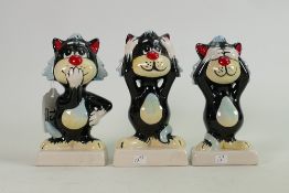 Lorna Bailey group of 3 cats Hear Speak See no evil: All in good condition.