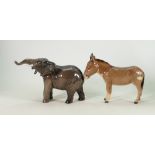 Beswick Donkey 2267A ( graze to ear ) together with Elephant 974(2):