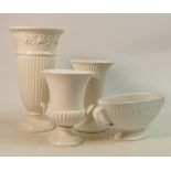 A collection of Wedgwood Cream Ware including: Vases, Handled urn handled flower bowl etc, height of