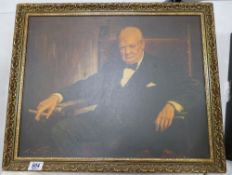 Large Framed Winston Churchill Print: frame size 50.5cm x 62cm