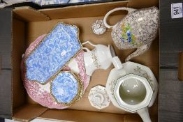 A mixed collection of items to include: Johnson Bros Eternal Beau patterned Tea Pot, Grimwade floral