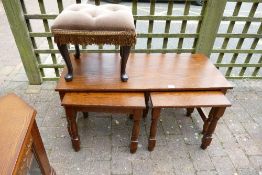 Modern Oak Effect Nest of Tables: 107cm length & depth 46cm, together with similar stool