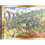 Framed Oil on Canvas: Landscape Scene, signed Hinton 91, 55cm x 70cm