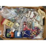 Job lot of jewellery: Includes silver coloured metal items, beads, necklaces, bracelets, earrings,