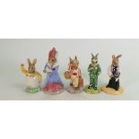 Five Royal Doulton Bunnykins figures all boxed 4 with certificates: Includes DB213 Sundial, DB154