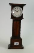 Miniature oak longcase Grandfather clock: With later battery movement, c 1920's - 30's. Measuring