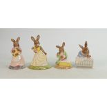 FOUR x Royal Doulton Bunnykins figures: DB276 Sweet Dreams Baby Bunny, DB158 New Baby, DB269 With