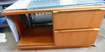 Mid Century Teak Effect Television cabinet: length 91cm, with 50cm and height 50cm