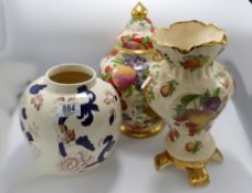 Floral decorated items to include: Ginger Jar, Vase & Un Finished Masons jar, height of tallest