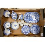 A collection of Blue & White Spode Italian Patterned items to include: cup saucer sets, milk jug,