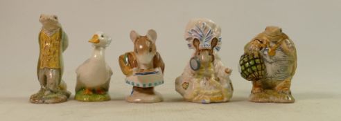 Beswick Beatrix Potter BP3 figures: Appley Dapply, Sir Thomas Newton, Rebeccah Puddleduck, Lady