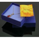 Amber & silver pendant and necklace: