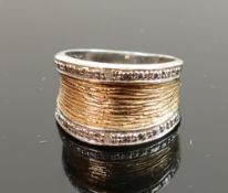 Silver ladies gilt ring, size P, 6.1g: