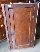 Victorian Oak Corner Cupboard: height 101cm and 68 width at widest point