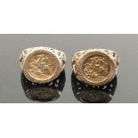 Two silver rings with St George medallions: both size M, 11.9g. (2)