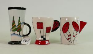 Three Lorna Bailey mugs one limited edition of 35: All signed, the tallest signed Lorna and Lional