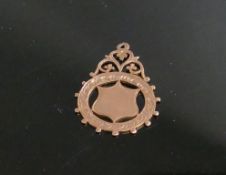 9ct gold hallmarked rose gold fob: Weight 3.3g, height 35mm.